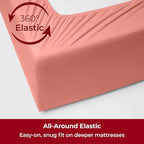 Mellanni Extra Deep King Sheets - 4 PC Iconic Collection Bedding - Hotel Luxury, Ultra Soft, Cooling Bed Sheets - Wrinkle, Fade, Stain Resistant (King, Coral)