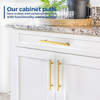JOY DECOR 30 Pack 7-1/2 Inch Brushed Brass Square Cabinet Handles Stainless Steel Cabinet Hardware Pulls for Kitchen and Drawers with 10 Inch Overall Length
