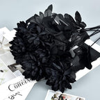 Artflower 10 Pack Artificial Silk Dahlia Bouquet with Long Stem, 16” Black Fake Flower Floral Arrangements Wedding Bridal Bouquet for Halloween Harvest Festival Table Centerpieces Home Decor