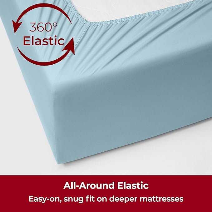 Mellanni Extra Deep Full Sheets - 4 PC Iconic Collection Bedding - Hotel Luxury, Ultra Soft, Cooling Bed Sheets - Wrinkle, Fade, Stain Resistant (Full, Aqua)