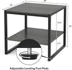 Homieasy End Table, 20 Inch Square End Table, Mini Fridge Stand with 2-Tier Storage Shelves, Industrial Wood Side Tables for Living Room, Black Oak