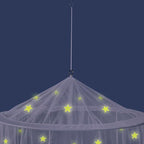 Canopy for Girls Bed with Pre-Glued Glow in The Dark Stars - Princess Mosquito Net Room Decor - Kids & Baby Bedroom Tent with Galaxy Lights - 1 Opening Canopy Bed & Hanging Kit Included
