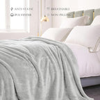 Exclusivo Mezcla Plush Fuzzy Fleece Bed Blanket King Size, Super Soft, Fluffy and Warm Blankets, Suitable for All Seasons (Light Grey, 90x104 Inches)