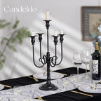 Black Candelabra Halloween Decorations: 20 Inches Gothic Candle Holder 5 Arm Metal Candlestick Stand for Table Fireplace Victorian Decor Set of 2