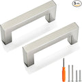 Cabinet Pulls Brushed Nickel Cabinet Handles Square Drawer Pulls, 5 Pack 3 Inch Stainless Steel Kitchen Door Cupboard Cabinet Handles, Cabinet Hardware Drawer Handles, 76mm Hole Centers