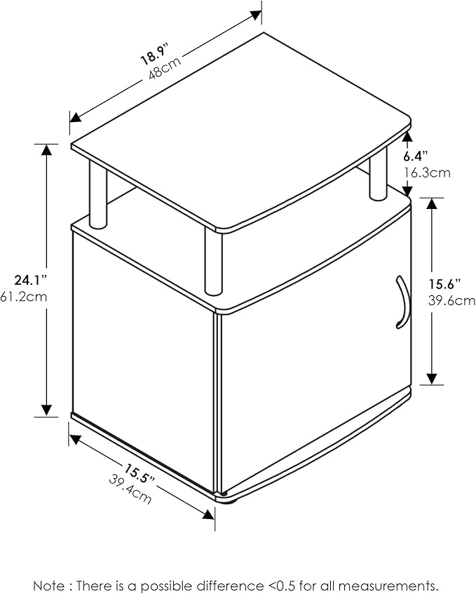 Furinno Jaya End Table, One, Black Wood