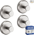 HOME SO Suction Cup Hooks for Shower, Bathroom, Kitchen, Glass Door, Mirror, Tile – Loofah, Towel, Coat, Bath Robe Hook Holder for Hanging up to 15 lbs – Polished Matte Chrome, Brushed Nickel (4-pack)