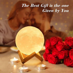 Mydethun Moon Lamp - 3D Printed LED Night Light 4.7' with Wooden Base, White Elephant Gift for Women, Mom, Kids, Christmas Thanksgiving Table Decor Touch-Dimmable & Dual-Color, White & Yellow