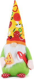 Pizza Gnome - Cute Gnome Eating Pizza - Farmhouse Style Stuffed Plush Shelf Figurine - Pizza Decorations Indoor Gnome Decor - Gnomes Decorations for Home & Office - Pizza Gifts for Pizza Lovers