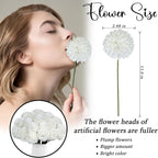 36 Pcs White Artificial Flowers Faux Ball Chrysanthemum Bouquet Silk Flowers Bridal Wedding Bouquet for Home Garden Party Office Coffee House Decoration (White)