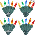 Brizled 4 Pack Color Christmas Lights, 33ft 100 LED Christmas String Lights, 120V UL Certified Multicolor Xmas Tree Light Plugin Mini Xmas Light for Indoor Outdoor Tree Party Home Wedding Decorations