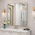 36x36"Bathroom Vanity Mirror for Wall, Aluminum Framed, Farmhouse Rectangle, Anti-Rust, HD Reflection Anti-Desilvering, Distortion Free, Tempered and Shatter-Proof Wall Mounted Mirror, Silver