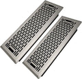 4x14 Inches 2 Pack Heavy Duty Walkable Floor Register - Easy Adjust Air Supply Lever Decorative Floor Vent Covers, Boston Design Vent Covers for Home - Satin Nickel