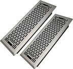 4x14 Inches 2 Pack Heavy Duty Walkable Floor Register - Easy Adjust Air Supply Lever Decorative Floor Vent Covers, Boston Design Vent Covers for Home - Satin Nickel