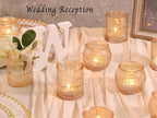 40 Pcs Assorted Gold Votive Candle Holders Bulk- Gold Candle Holders Bulk for Thanksgiving Christmas Table Decorations, Glass Tealight Candle Holder for Fall Wedding Table Centerpieces