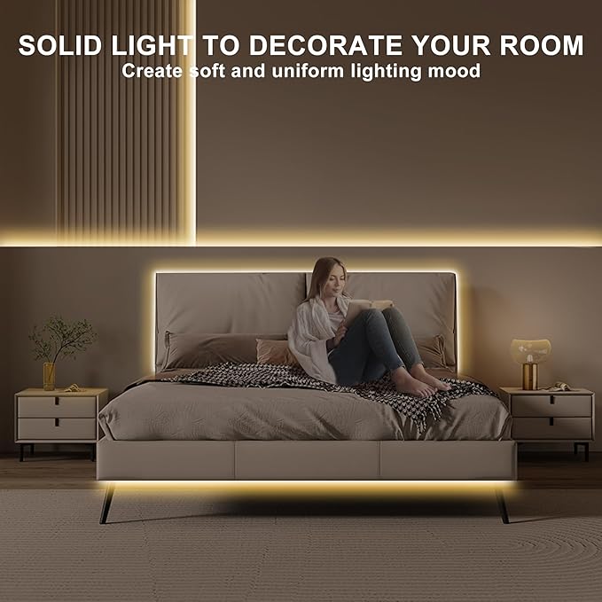 32.8ft COB Led Strip Light with Remote, 2700K Dimmable Bright Warm White Led COB Strip Light, White Led Strip Light for Mirror, Stair, Cabinet, Room