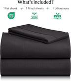 LuxClub 3 PC Sheet Bed Sheets Deep Pockets Wrinkle Free-Kids-Fitted Sheets Machine Washable Hotel Bedding Silky Soft - Black Twin