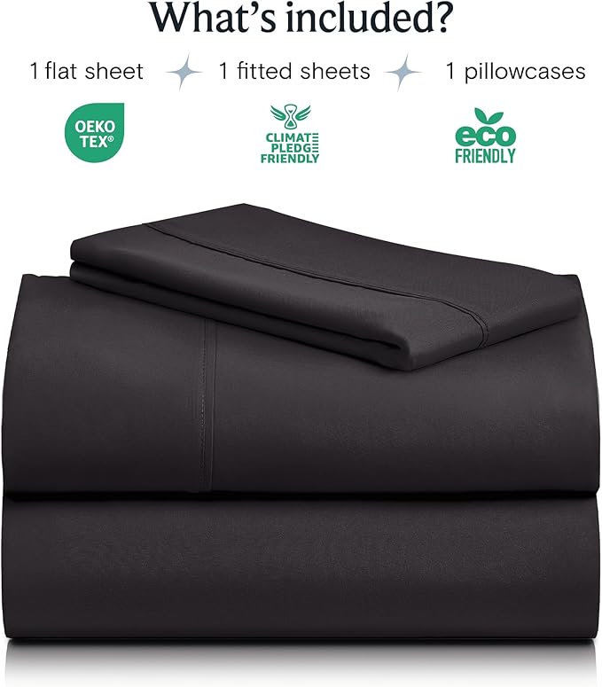 LuxClub Twin XL Sheets - Soft Twin Bed Sheets for-Boys-and-Girls-3 PC Deep Pockets Wrinkle Free-Kids-Fitted Sheets Machine Washable Hotel Bedding Silky Soft - Black Twin XL