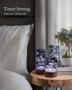 Homemory Flickering Flameless Candles with Remote, Embedded String Lights in Acylinder Vase, Battery Operated Fake Candles, Gray LED Candles with Timer for Home Decor, 8 Mode Lights, Set of 3