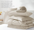 CozyLux California King Comforter Set Oatmeal - Cal King Bed in a Bag 7 Pieces, Luxury Soft Bed Set for All Seasons, Bedding Set with Down Alternative Comforter, Sheets, Pillowcases & Shams