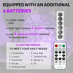 6PCS Purple Fairy Lights Battery Powered with Timer, 7ft 20LEDs Twinkle Mini Lights with Remote,Waterproof Small Silver Wire Firefly Starry for DIY Wedding Party Christmas
