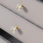 6-Pack 1-1/4-Inch Gold knob Dresser knobs White Cabinet Glass Crystal knobs Brass Drawer Polygonal Dresser Pulls, Drawer pulls