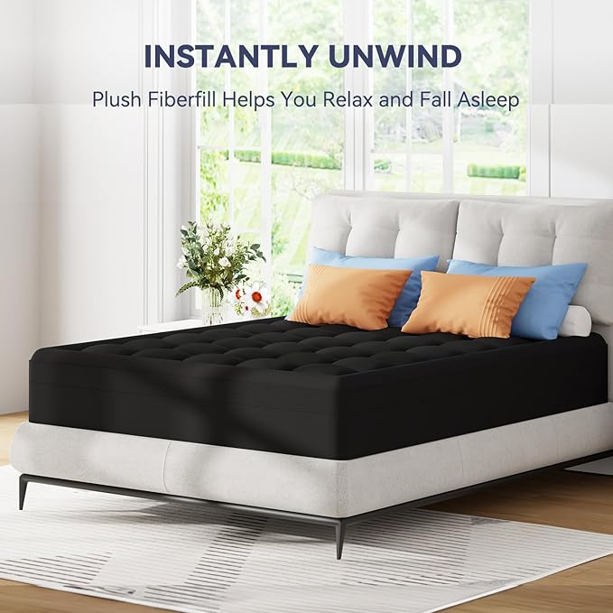 3 Inch Dual Layer Memory Foam Mattress Topper Cal King, 2 Inch Cooling Gel Memory Foam Pad Plus 1 Inch Down Alternative Pillowtop Mattress Pad with Cooling Cover, Soft Comfort Support, Black