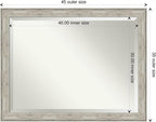 Amanti Art Silver Bathroom Mirror for Over Sink, 35x45 Crackled Metallic Rectangle Vanity Mirror, X-Large Country Rustic Frame, Hangs Horizonally and Vertically, Bathroom Wall Decor, Beveled Edge