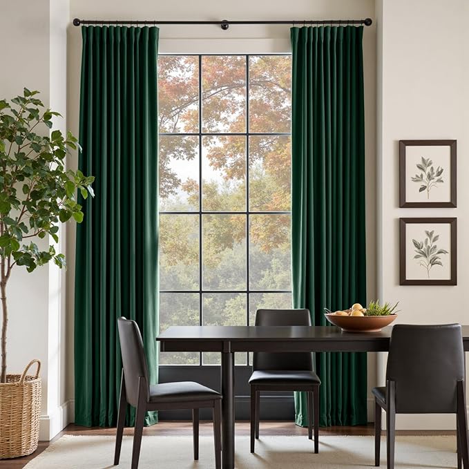 Lazzzy Velvet Blackout Curtains Thermal Insulated Room Window Drapes Super Soft Luxury Curtains for Living Room Bedroom Rod Pocket 2 Panels, Emerald Green, 62" W x 96" L