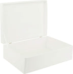 XL White Wooden Box Storage with Hinged Lid | 15.8x11.8x5.5in (+-0.5) | Gift Box for Tool Dog Toy Shoes Clothes Kitchen Storage | Wood Keepsake Chest