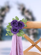 MACTING Dusty Purple Artificial Flower Roses 60PCS Real Touch Fake Flowers with Stem Foam Rose for DIY Wedding Bouquet Table Centerpieces Craft Party Holiday Home Mothers Day Decorations