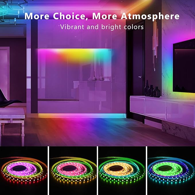 DAYBETTER 100ft Smart IC LED Strip Lights, BGRIC LED Lights for Bedroom, DIY Multiple Colors on One Line, App Control Color Changing Strip Lighting Music Sync Home Decor(1 Roll)