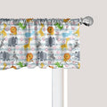 Ambesonne Savannah Window Valance, Friendly Zoo Animals with Happy Faces Cartoon Characters on Stripes Print, Curtain Valance for Kitchen Bedroom Decor with Rod Pocket, 54" X 12", Pale Azure Blue