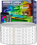 400ft Outdoor LED Strip Lights Waterproof,IP68 Outside Led Light Strips Waterproof with App and Remote,Music Sync RGB Exterior Led Rope Lights with Self Adhesive Back for Roof,Deck