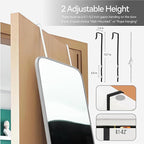 47x14 Mirror Rectangle Full Body Length Door Hanging Wall Mounted Metal Frame Dressing Make-up Mirrors for Entryway Bedroom Bathroom Living Room 47 14 inch Silver