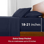 Mellanni Extra Deep Twin Sheets - 3 PC Iconic Collection Bedding - Hotel Luxury, Ultra Soft, Cooling Bed Sheets - Wrinkle, Fade, Stain Resistant (Twin, Navy Blue)
