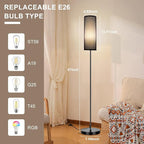 FRIDEKO HOME Floor Lamp, Color Changing Ambient Lighting for Living Room Bedroom, Standing Lamp with App & Remote Control, Tall Corner Lamp for Christmas Home Decor, 9W 800LM, Foot Switch, Black Shade