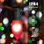 Brightown Multicolor Christmas Lights Ceramic, C9 25 Feet Vintage Incandescent Lights with 25 Opaque Bulbs for Patio Fence Roofline Outdoor Indoor Holiday Christmas Decorations