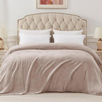 Exclusivo Mezcla Fleece Blanket King Size for Bed, Super Soft and Warm, All Season Use, Cozy, Plush, Lightweight, 120x120 Inches, Camel