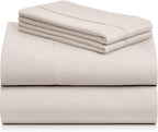 LuxClub 4 PC Sheet Set Bed Sheets Deep Pockets 16" Eco Friendly Wrinkle Free Cooling Machine Washable Hotel Bedding Silky Soft - Linen King