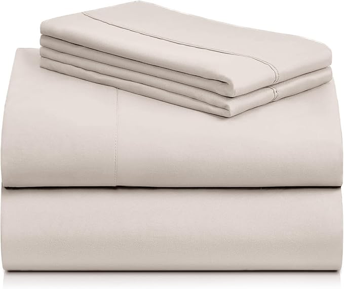 LuxClub 4 PC Sheet Set Bed Sheets Deep Pockets 16" Eco Friendly Wrinkle Free Cooling Machine Washable Hotel Bedding Silky Soft - Linen King