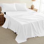 DREAMCARE Twin XL Sheet Sets - 4pc Cooling Sheets XL Twin Sheets - Twin XL up to 21” Deep Pocket – Hotel Luxury Extra Long - White