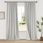 KangBang 60 Inch Wide Blackout Curtains for Living Room, Warm Light Grey Black Out Curtains Thermal Insulated Window Treatment Energy Efficient Drapes 60 by 108 Inches Length,2 Panels Set