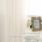 HUTO Cream Beige Sheer Curtains 63 Inch Length Rod Pocket Beige Sheer Voile Window Curtain Drapes for Bedroom Living Room 2 Panels
