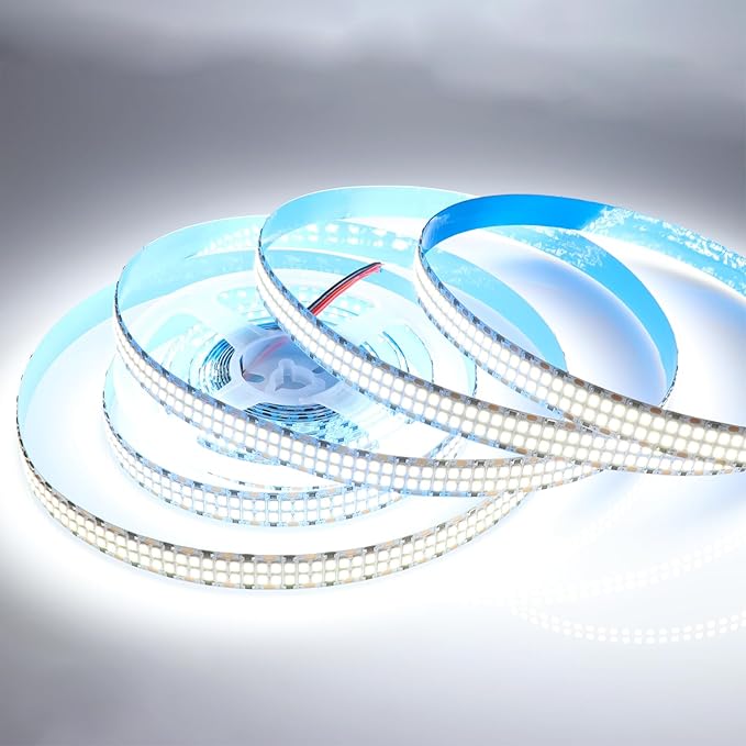 2835 SMD Cold White LED Strip Lights 6500K 16.4ft Double Row 2400 LEDs Flexible LED Strip Tape Light Ribbon Lamp DC 12V LED Daylight Dimmable Strip Lights for Bedroom Lighting