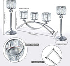 3 Arms Crystal Candle Holders, Arch Candlestick Table Candelabras Centerpieces for Wedding, Dinning Room, Cabinet Ornaments, Home Decoration， Gift (3-arm Arched Set, Silver)