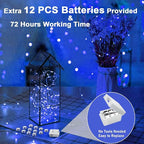 36 Pack Fairy Lights Battery Operated, 3 Speed Modes, Extra 40 Batteries for Replacement, 7Ft 20 LED Mini String Lights, Waterproof Copper Wire, Twinkle Firefly Lights for Christmas Decorations,Blue