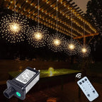 5 Pcs 1000LED Plug in Starburst Sphere Lights,Firework Light 8 Modes Dimmable Remote Control Waterproof Hanging Copper Wire Fairy Light for Patio Party Tent Christmas (Warm White)