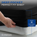 DREAMCARE Twin XL Sheet Sets - 4pc Cooling Sheets XL Twin Sheets - Twin XL up to 21” Deep Pocket – Hotel Luxury Extra Long 100% Brushed Microfiber with Side Pocket - Black