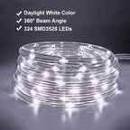 48ft White LED Rope Lights Outdoor Waterproof - 324 LEDs Christmas Rope Lights, 120V ETL Certified, Connectable to 192ft, w/24 Mounting Clips & Screws - Wedding & Home Decor